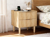 Set of 2 Nightstands with 2 Drawers and Slatted Finish Chest of Drawers Featuring a US-Standard 00400609