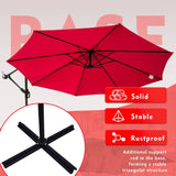 ZNTS 10 ft. Steel Cantilever Offset Outdoor Patio Umbrella with Crank Lift - Red W2181P181960