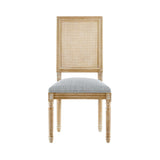 French Country Dining Chairs Elegant Cane Backrest & Upholstered Seats with Fluted Legs N767P263678G