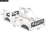 Twin Size Classic Car-Shaped Platform Bed with Wheels,White WF296353AAK