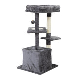 ZNTS Double Level Cat Tree Stand House Furniture Kittens Activity Tower Posts Kitty Pet Play House - dark W2181P190598