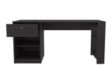 Computer Desk, 1 Drawer, 2 Shelves, Black B097P262381