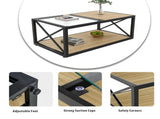 Modern coffee table for Bedroom & Living Room, Tempered Glass&Natural Wood MDF Top , Industrial W241P246907