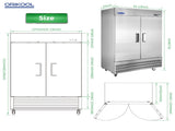 ORIKOOL 54" Commercial Refrigerator 49 Cu.ft with 2 Solid Door Reach-In Refrigerators Stainless W2095126111