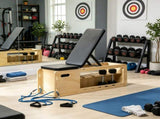 Home Gym Wooden Workout Bench Adjustable Incline Weight Bench with Dumbbell Rack and Built-in 72139805