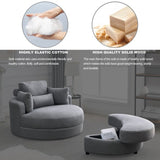 Welike Swivel Accent Barrel Modern Dark Grey Sofa Lounge Club Big Round Chair with Storage W83469809