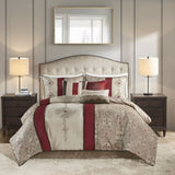 King 7 Piece Jacquard Comforter Set with Throw Pillows B03597222