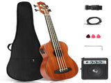 30-inch ukulele bass mahogany body with EQ, comes with speaker, cotton bag, capo, strap, picks*3, 72135147