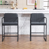 Set of 2,Modern Upholstered Counter Height Bar Stool with Armrests, Metal Frame and Padded Seat, W1901P225274