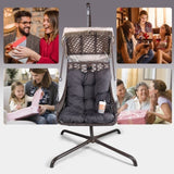 ZNTS Swing Egg Chair with Stand Indoor Outdoor, Wicker Rattan Frame 350lbs Capacity Hammock Chair for W2707P184386