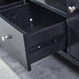 Wood TV stand Media Console with Storage Cabinet for Living Room, Bedroom, Black- Wood Grain Finish W965P156184