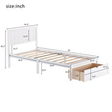 ZNTS Twin Size Platform Bed with Under-bed Drawer, White 87326066