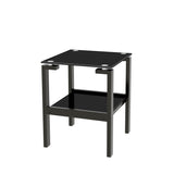 ZNTS 2-piece Black Tempered Gass End Table Set, Sofa table with 2-layer Storage Shelf W1718109232