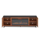 86 inch Fireplace TV Stand Console for TVs up to 100 inches, Minimal Assembly, Black with Bourbon B108P160228