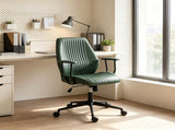 Vintage Leather Office Desk Chair, Padded Arms, 360&deg Swivel & Adjustable Height, Green 41095321