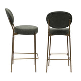 29'' H Seat Height Upholstered Bar Stools Set of 2 Faux Leather Counter Dining Stool with Golden W1757P227879