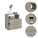 Napoles Nightstand , End Table, Side Table Superior Top, Two Drawers, One Shelf -Light Gray B20092101