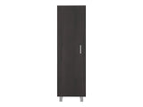 Vernon Slim Storage Cabinet with 4-Tier Shelf and Broom Hangers, Dark Walnut B097P474305