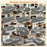 108'' Modular Sectional 3-Seater Cloud Sofa,Corduroy Convertible Sofa Bed ,living room. 05720410