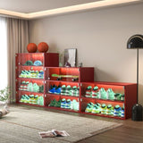 Red Glass Door Shoe Box Shoe Storage Cabinet For Sneakers With RGB Led Light 44402461