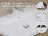30'' Floating Bathroom Vanity with Sink, Wall-Mounted Striped Storage Cabinet with Soft-Close Drawer W1573P265195