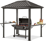 ZNTS Grill Hardtop Gazebo 6x8 FT- Outdoor Metal Hard Top Gazebo, Permanent BBQ Gazebo with Galvanized W419P276718