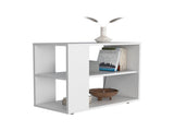 White Side Table in Melamine with Open Storage B062P290233