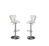 ZNTS Adjustable Bar stool Gas lift Chair White Faux Leather Chrome Base metal frame Modern Stylish Set of HS00F1642-ID-AHD