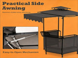 6' x 5.5' Outdoor BBQ Grill Shelter Gazebo, Waterproof Fabric Canopy with 2-Tier Roof, 6 Hanging 41713667