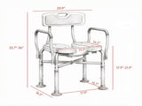 Light Blue Padded Bath Seat Height Adjustable Anti-slip Shower Chair with Arms and Back 49302723