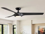 56" Modern Farmhouse Reversible Quiet Motor Ceiling Fan Light with Dark Gray ABS Blades W1367P418170