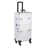 ZNTS 3 in 1 Aluminum Cosmetic Makeup Case Tattoo Box Silver 05913846