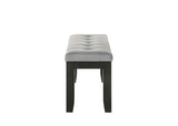 1Pc Contemporary Style Bench Gray Fabric Upholstery Tufted Tapered Wood Legs Bedroom Living Room B011138071