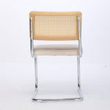 Mid Century Modern Dining Chairs Set of 2, Velvet Accent Chairs with Natural Cane Back & Stainless W1143P168322