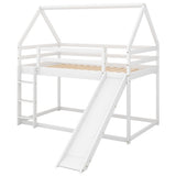 ZNTS Twin Size Bunk House Bed with Slide and Ladder,White WF285894AAK