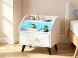 LED Nightstand with Charging Station, 16 Color RGB Remote Controlled Bedside Table with 2 AC Outlets 50953806