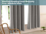 2pcs medium grey 100% opaque curtains with snap-on top, suitable for hanging. They have the 50503550