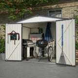 ZNTS 8 x 6 ft Outdoor Storage Shed, All Weather Metal Sheds with 2 Lockable Doors, Tool Shed for Garden, W2505P163543