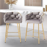 28'' Modern Counter Stools Set of 2,Gray Counter Stools with iron Frame,Soft back and N780P199861G