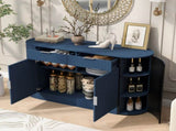 U_STYLE 55.1" Modern Storage Cabinet 2 Doors & 2 Drawers, Stripe MDF Sideboard with Aluminum N711P345168V