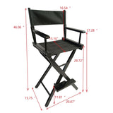 Casual Home Director's Chair, Black Frame/Black Canvas,Suitable for adults, foldable style, 2pcs/set 93515385