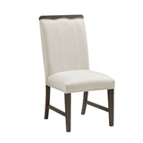 Contemporary Dining Set of 2 Side Chairs Beige Fabric Upholstery Brown Finish Wooden Furniture B011P355870