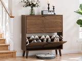 Medieval Modern Independent Shoe, 23.62-inch Walnut Shoe Storage,, Fence Shoe W1706P372249