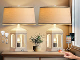 Table Lamp for Living Room, Farmhouse Set of 2 with USB AC and Nightlight, 26" Rustic Bedside W3355P323263