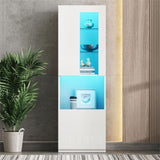 ON-TREND High Gloss Storage Cabinet with LED Lights, 67" Tall Pantry Cabinet with Acrylic Door, N721P192842K