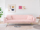 The straight-row white corduroy sofa with throw pillows, featuring a minimalist style, is suitable W1658P251982