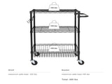 3-Tier New Multipurpose Rolling Cart, Black Color, 495lbs Load Capacity 95381752