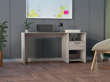 Computer Desk with 1-Drawer and 2-Open Storage Shelves, Light Gray B097133108