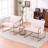 2 Chairs in 1 Box, Upholstered Hanging Armchair with Arm PocketsMetal frame, gold-plated W1901P147316