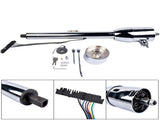 Chrome 28" Tilt Street Rod Floor Shift Steering Column with Key, 9-Hole Adapter 87882490